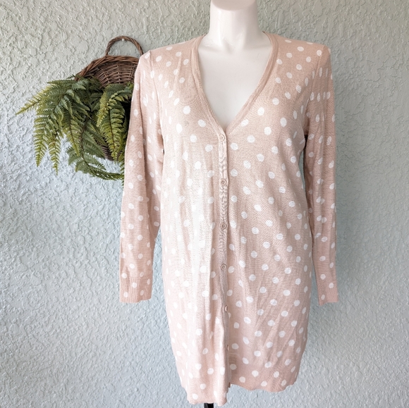 Torrid Oatmeal Polka Dot Slub Boyfriend Cardigan Sweater nat womens 2x - Picture 3 of 7